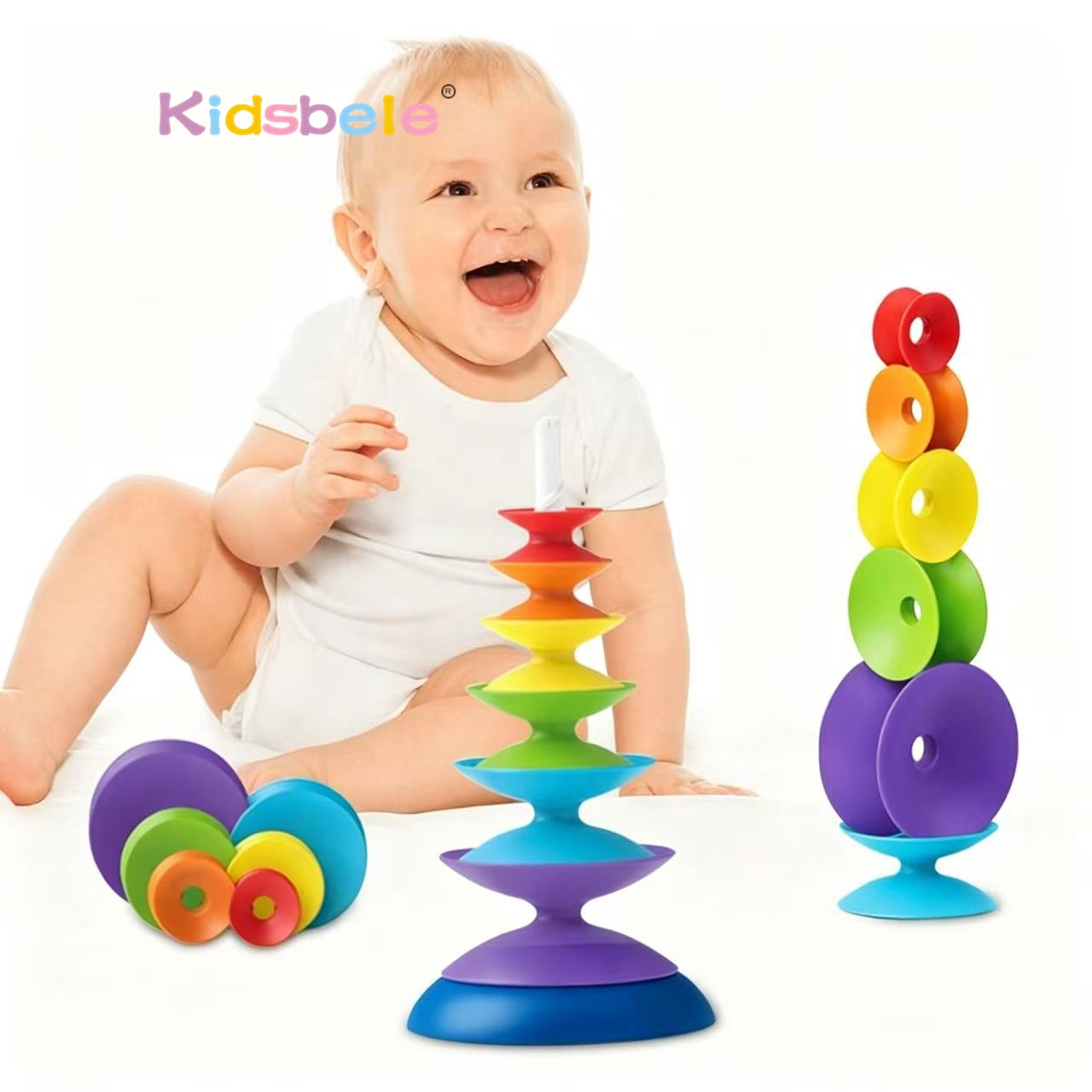 Toddler Learning Tower - Rainbow Spinning Stacking Toy for Toddlers,