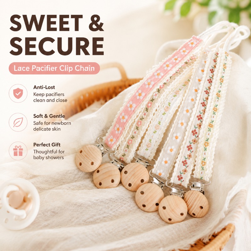 Baby Products For 1 Year Old - Lace Pacifier Clip Chain for Newborn