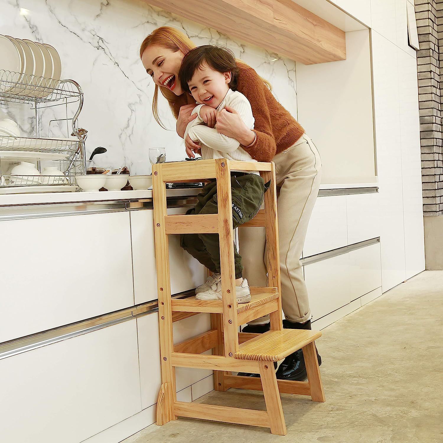 Adjustable Height Ladder Stool - Toddler Learning Tower recension och pris