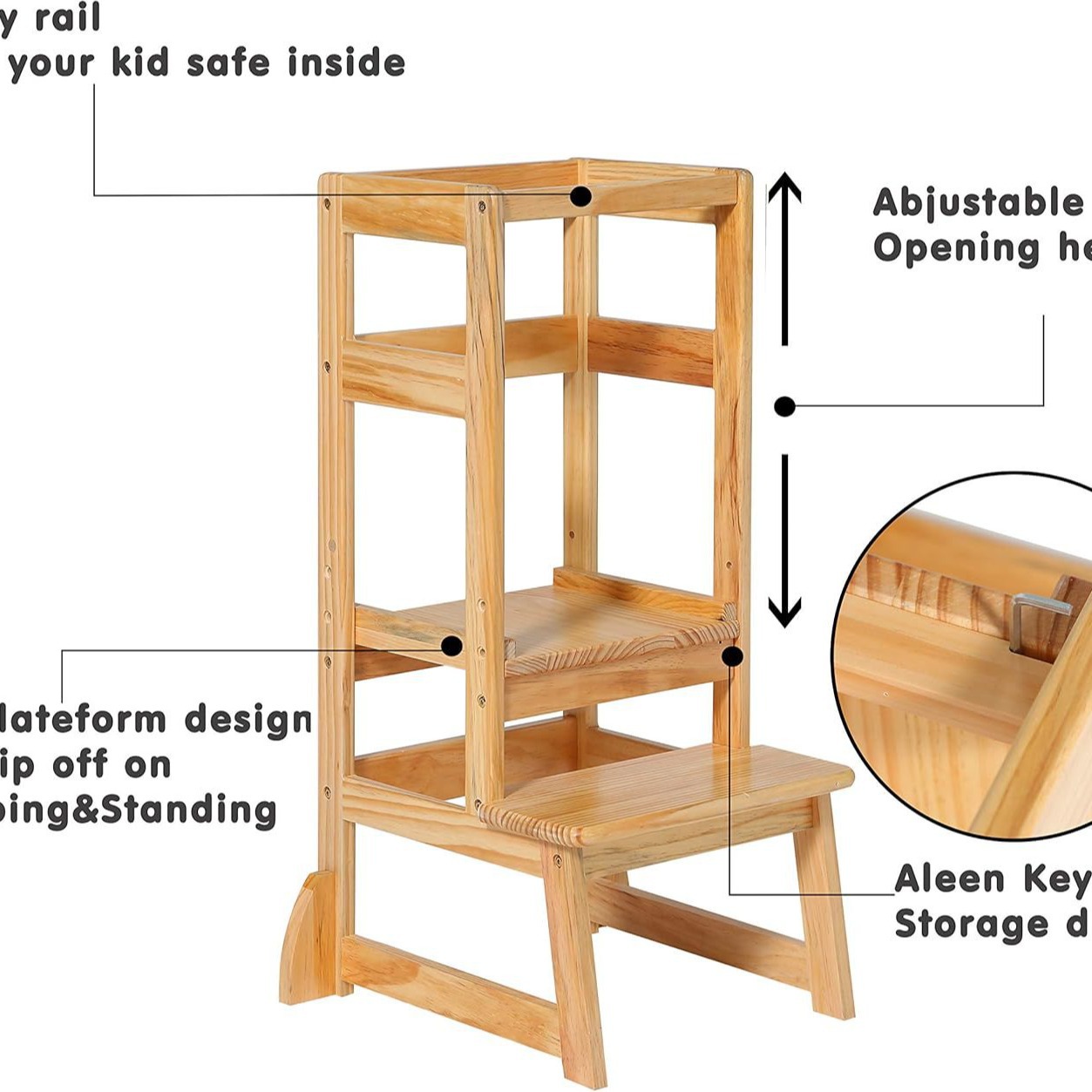 Adjustable Height Ladder Stool - Toddler Learning Tower recension och pris