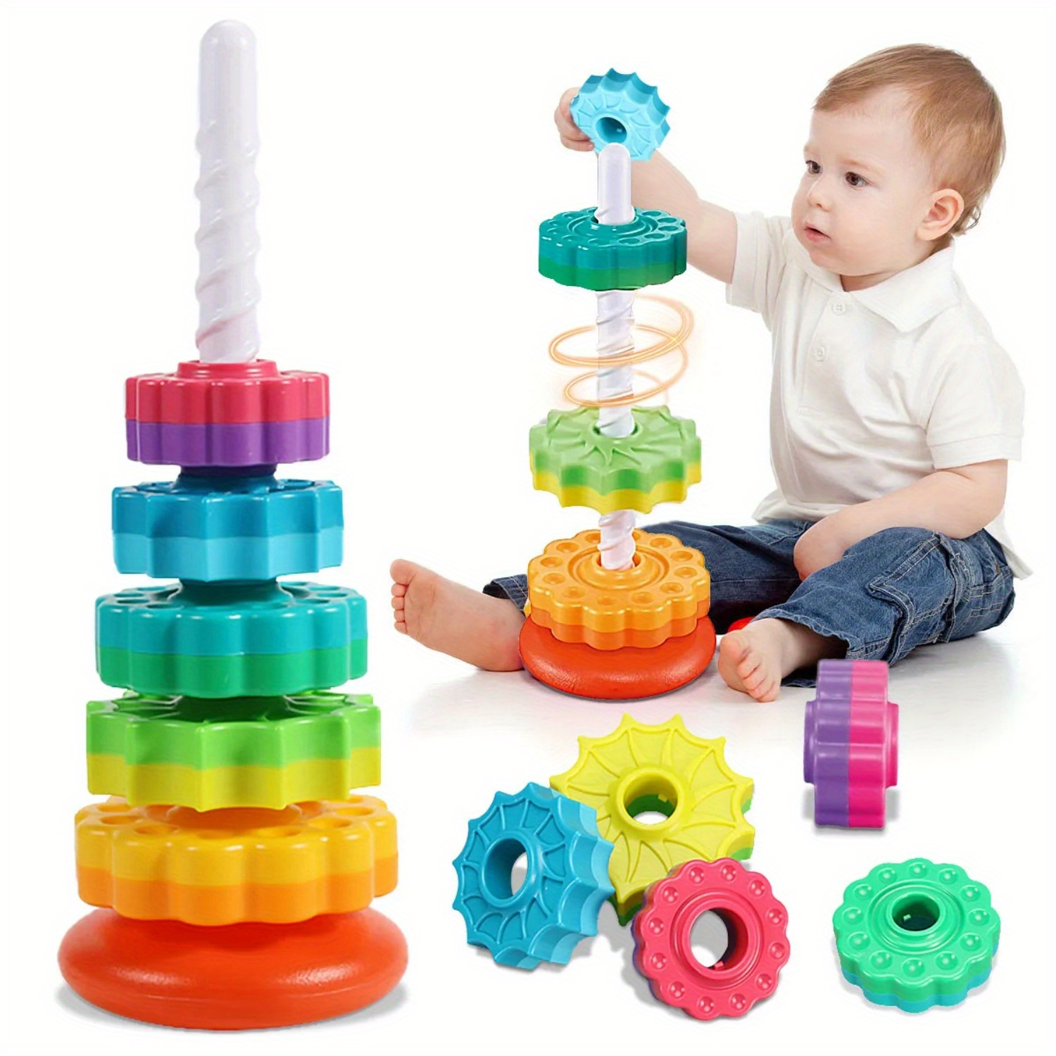 Rotating Rainbow Tower Stack & - Toddler Learning Tower recension och pris