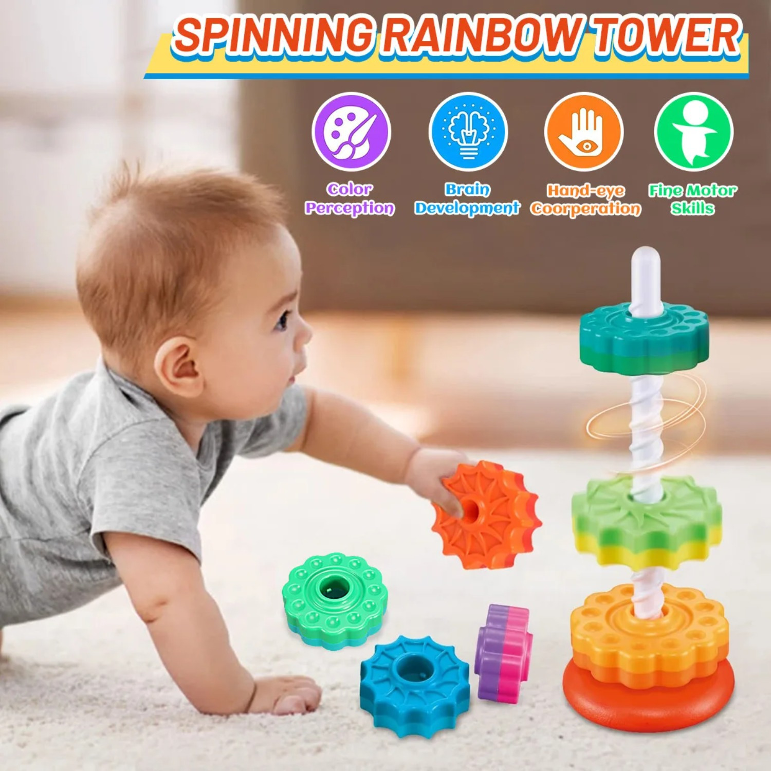 Rotating Rainbow Tower Stack & - Toddler Learning Tower recension och pris